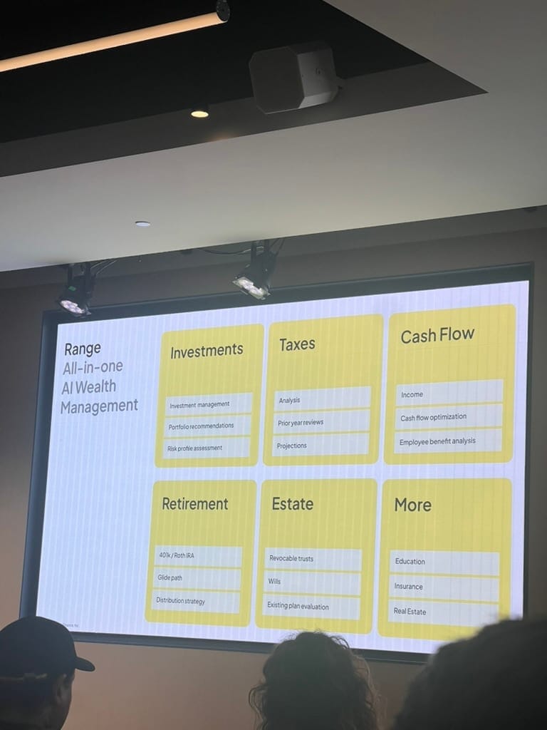 A slide from a presentation at Mastra SF with the text 'Full suite of AI tools'